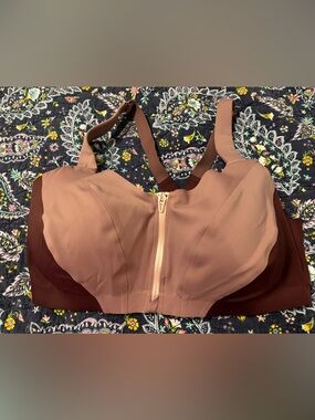 Victoria's Secret The Knockout Mauve Raisin Plum Front-Zip Sports Bra 38 DDD